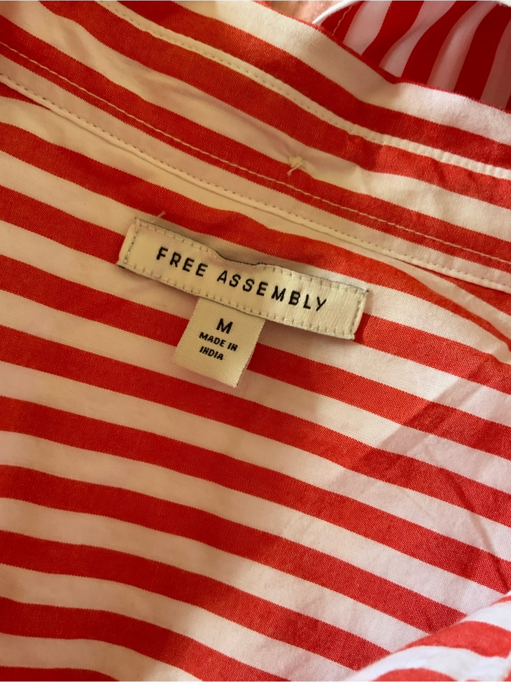 Free Assembly Orange & White Striped Shirt Dress with Waist Tie - Picture 7 of 7